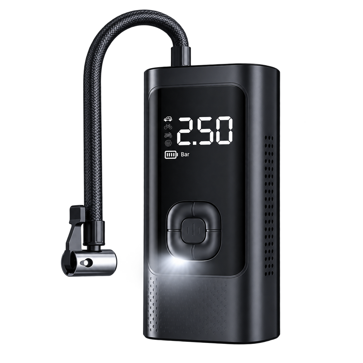 Freigestellter Kompressmeister 150 PSI Akku-Kompressor mit LED-Licht