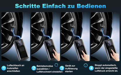 Bedienung und Auto-Stopp-Funktion der Akku-Luftpumpe